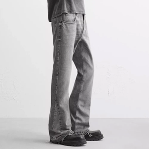 Jeans droits pour hommes GENERSA SPORTS, taille mi-haute, légers, respirants, à boutons, style hip-hop, lavage enzymatique, collection automne - Product Image 2