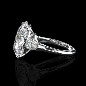 Moissanite Engagement <b>Ring</b> <b>925</b> Sterling <b>Silver</b> Gold Plated Princess Cut Vintage Luxury Wedding <b>Ring</b> - Product Image 2