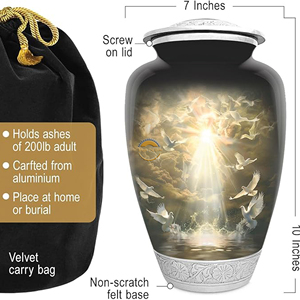 Custom Engraved Metal Cremation Urn Supplier Elegant Brass Urn for Human Cremation Ashes High Quality Aluminum <b>Memorial</b> Urn - Product Image 1