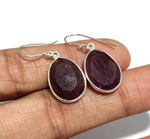 Natural Red Ruby Gemstone Drop Earrings 925 Sterling Silver Dangle Bohemian Wedding Elegant Gift for Women - Product Image 6