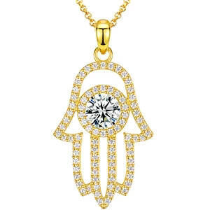 Hamsa Hand Moissanite Pendant Necklace Iced Out Lucky Hand <b>Charm</b> Classic <b>Charm</b> Lucky Protection Jewelry - Product Image 1