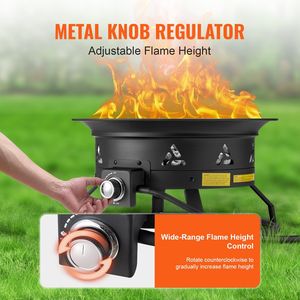 Braciere a Propano da 24 Pollici di Diametro con Altezza della Fiamma Regolabile, Braciere Portatile a Gas per Esterni con Copertura e Pietre Laviche per Campeggio - Product Image 4