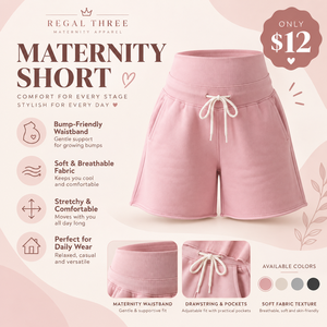 Pantalones Cortos de Maternidad de Cintura Alta para Mujer, Casuales, 100% Felpa, con Cordón en la Cintura, Talla Grande para Embarazo - Product Image 1
