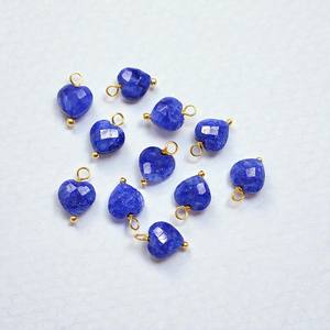 Pendentif en pierre précieuse en forme de cœur facetté saphir teinté DIY |   Charme en argent sterling avec pierre de naissance bleue - Product Image 1