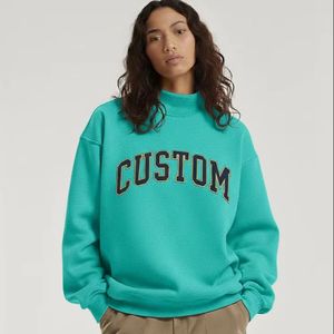 Sweat-shirt d'hiver à col montant personnalisé avec logo, manches longues, pour femme, de haute qualité, respectueux de l'environnement, impression sérigraphique, coupe ample - Product Image 1