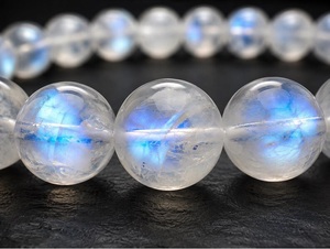 Bracelet extensible en pierre de lune arc-en-ciel naturelle de 6 mm avec éclat bleu, perles de pierres précieuses, bijoux faits à la main, fournisseur en gros - Product Image 2