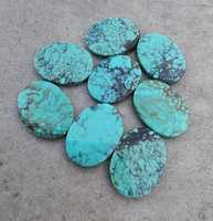 Cabochons ovales en turquoise tibétaine naturelle à changement de couleur, pierres lâches pour la fabrication de bijoux et fournitures d'artisanat