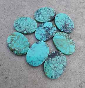 Turquesa tibetana natural en forma de moneda ovalada, piedra suelta para la fabricación de joyas y manualidades. - Product Image 6