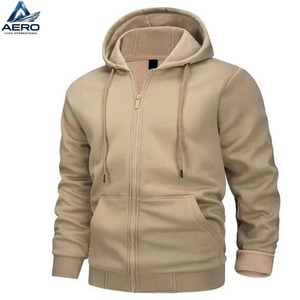 Sudadera con capucha informal de estilo urbano, material suave, ajuste cómodo, con cremallera, transpirable, resistente al viento, ecológica, 100% algodón, para hombre. - Product Image 1