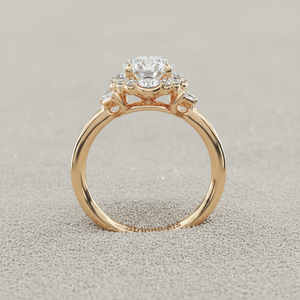 แหวนหมั้นสไตล์วินเทจ Stonewels Glamour Halo ประดับเพชรแบบฝังหนามเตย ชุบทองคำสีกุหลาบ พร้อมใบรับรอง - Product Image 3