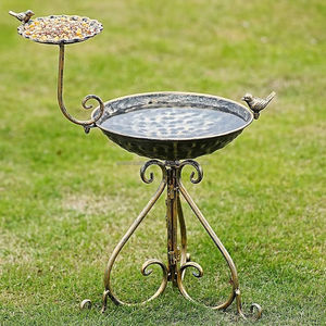 Grand bain d'oiseaux en métal pour la décoration extérieure du jardin, base robuste, finition résistante à la rouille, parfait pour attirer les oiseaux et la faune. - Product Image 3