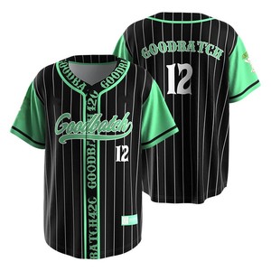 Ensemble de maillots de baseball rayés personnalisés, uniforme de softball, impression numérique, 100% polyester, respirant, séchage rapide, pour enfants, OEM ODM - Product Image 2