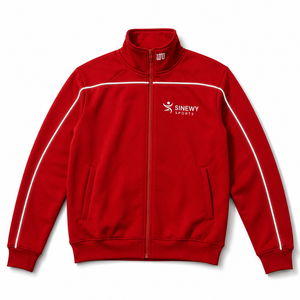 Ensemble de survêtement rouge SINEWY SPORTS, sweat-shirt à col montant entièrement zippé et pantalon, polyester respirant, style sportif d'automne pour adultes - Product Image 3
