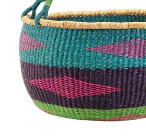 Cesta de mimbre hecha a mano personalizada, color verde azulado, morado, rosa, con diseño de diamante, para almacenamiento de mantas y juguetes, venta al por mayor directa a granel - Product Image 4