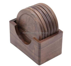 Posavasos de madera personalizables respetuosos con el medio ambiente artesanales clásicos, almohadillas para bebidas hechas a mano para una elegante Barra de protección de mesa, cocina - Product Image 4