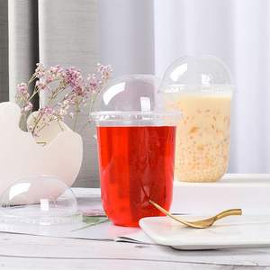 Gobelets en plastique personnalisés jetables pour boissons chaudes et froides, thé à bulles, café, 10 oz, 12 oz, fond rond, en forme de U, avec couvercle et logo - Product Image 3