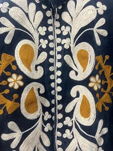 Luxury Black <b>Velvet</b> Floral Embroidered Suzani <b>Jacket</b> Full Sleeve Stand Collar Handmade Bohemian Style Winter <b>Jacket</b> - Product Image 5