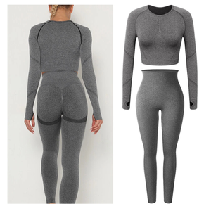 Ensembles de sport personnalisables à rayures serrées, antichoc, avec fermeture éclair, manches longues, pour la mode, la santé, le massage, la gym et le fitness - Product Image 1