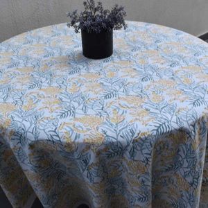 Nappe de table 6 places style classique, imprimée à la main, 20 feuilles, 180 cm, en coton, design français, fabriquée en Inde - Product Image 3