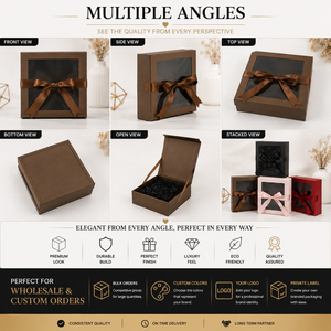 Luxury Gift Boxes with Ribbon Closure Premium <b>Window</b> Rigid Packaging Boxes for Jewelry Cosmetics Wedding Gifts and Occasions - Product Image 3