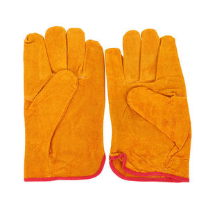 Gants de soudage en cuir rouge personnalisés, résistants à la chaleur, à manchette longue, gants de travail de sécurité, gants de protection industriels en cuir de vachette - Product Image 3