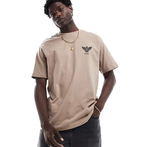 Mens Plain <b>Collarless</b> T <b>Shirt</b> Soft Cotton Casual Short Sleeve Oversized Fit Basic Streetwear Top Autumn Breathable Knitted 220g - Product Image 1
