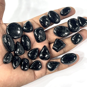 พลอยทัวร์มาลีนทรงหลวมรูปร่างผสม20-30มม. สีดำธรรมชาติ - Product Image 1