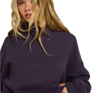 Sudadera con capucha de invierno informal de gran tamaño de 360g de tela tejida de bambú de algodón forrado antiarrugas para mujer de alta calidad - Product Image 3