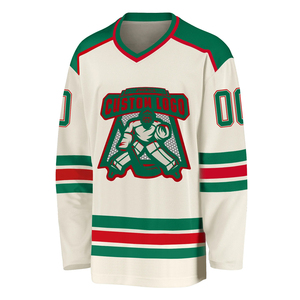 Maillot de hockey sur glace pour équipes, rayures bleues et blanches, col en V, manches longues, maille respirante, unisexe, adulte, coupe classique, imprimé sérigraphié - Product Image 1