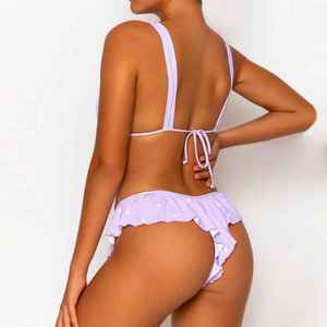 Conjunto de Bikini con Degradado Pastel, Efecto Ombre, Traje de Baño de Dos Piezas en Colores Suaves para Vacaciones Relajantes en la Playa - Product Image 2