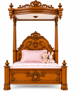 Victorian <b>Royal</b> Handcarved Teak Wood Single <b>Bed</b> For Kids Modern Hand Carved Teak Wood Kids <b>Bed</b> Luxurious <b>Royal</b> Villa Kids <b>Bed</b> UK - Product Image 3