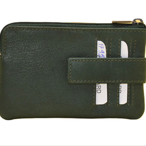 Porte-cartes et portefeuille en cuir véritable de haute qualité personnalisé avec fermeture à bouton pour ranger les cartes de crédit - Product Image 1