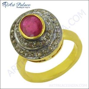 Bridel Wear Diamond & <b>Emerald</b> Gold Plated <b>Silver</b> <b>Ring</b> Wonderful Victorian <b>Rings</b> Exciting Victorian <b>Rings</b> Latest Victorian <b>Rings</b> - Product Image 1