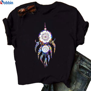 Camiseta de Mujer con Diseño de Plumas, Estampado Decorativo, Transpirable, Estilo Dulce y Encantador, Tallas Grandes, Camisetas Económicas para Damas - Product Image 5