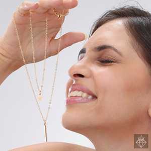 สร้อยคอทอง Prao ที่มีดาวและบาร์หลายชั้นเครื่องประดับชั้นที่ทันสมัย - Product Image 6