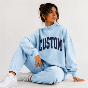 Sweat-shirt oversize à col montant pour femme en molleton de coton brossé épais, vêtement de marque de mode urbaine - Product Image 1