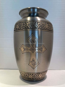 High Quality Custom Wholesale Cremation <b>Urn</b> for Human Ashes Metal <b>Large</b> Cross Engraved Cremation <b>urns</b> for Pets & Adult Ashes - Product Image 2