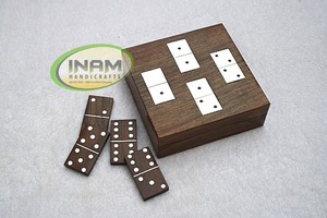 INAM HANDICRAFTS Rosewood Domino Set with Inlay Design Handmade Polished <b>Wooden</b> <b>Box</b> Square Shape Antique Tabletop Decoration - Product Image 2