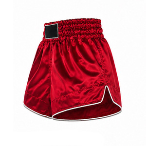 Pantalones Cortos de Boxeo Personalizados para Hombre, de Satén Rojo, Cintura Alta, Cierre Elástico, Color Sólido, Estilo Casual, Transpirables, de Poliéster - Product Image 3