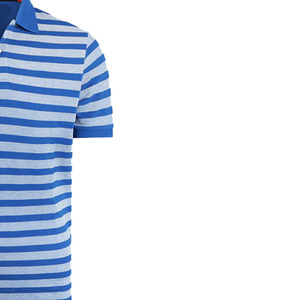 เสื้อโปโลผู้ชายลายทางถักคุณภาพพรีเมียม แขนสั้น สีน้ำเงินเทา ทรงปกติ สั่งทำได้ - Product Image 5