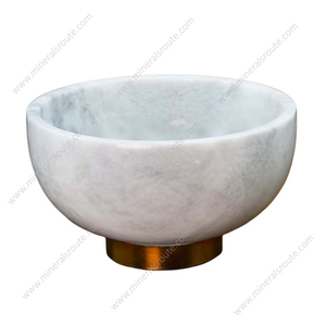 Cuenco de Mármol Blanco de Lujo con Acabado Dorado Hecho a Mano, Cuenco Decorativo de Mármol Blanco de Alta Calidad - Product Image 6