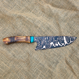 Cuchillo de Cobre Damasco Hecho a Mano con Patrón de Acero, Herramienta de Cocina para Cortar con Mango Decorativo, Cuchillo Artesanal - Product Image 6