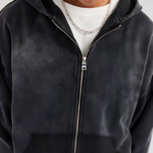 Ensemble de survêtement premium pour homme, effet délavé, en tissu respirant, pour le sport et le jogging, avec veste zippée et pantalon, grandes tailles, streetwear, OEM, tendance, très demandé - Product Image 4