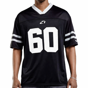 Camisetas de fútbol personalizables en negro para equipos, OEM ODM, impresión bajo demanda, añade logotipo personalizado, nombre personalizado, atletismo FBJ02-24017030 - Product Image 1