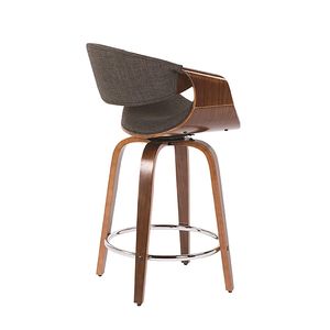 Ensemble de 2 tabourets de bar Curvini, style moderne du milieu du siècle, en bois de noyer et tissu anthracite - Product Image 4