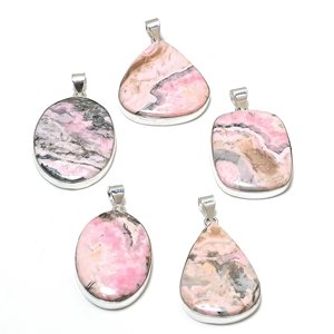 Lot en gros de colliers pendentifs faits main en rhodonite, tendance pour femmes, pour fiançailles, mariage, anniversaire - Product Image 1