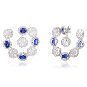 18K White Gold Drop Earrings with Natural Kyanite Pearl and Diamond Swirl - Product Image 4