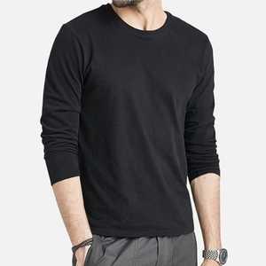 T-shirt à manches longues pour homme personnalisé, col rond, jersey en coton premium, tee-shirt uni, coupe classique, décontracté, basique, manches longues, OEM/ODM - Product Image 2