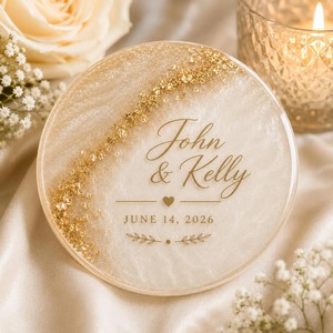 Handmade Personalized <b>Epoxy</b> Resin Square Modern Design 10cm Diameter Wedding Coasters REHMAN CRAFT - Product Image 3