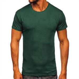 Camiseta de Cuello Redondo de Manga Corta para Hombre, Corte Ajustado, Color Sólido, Informal, de Algodón - Product Image 4